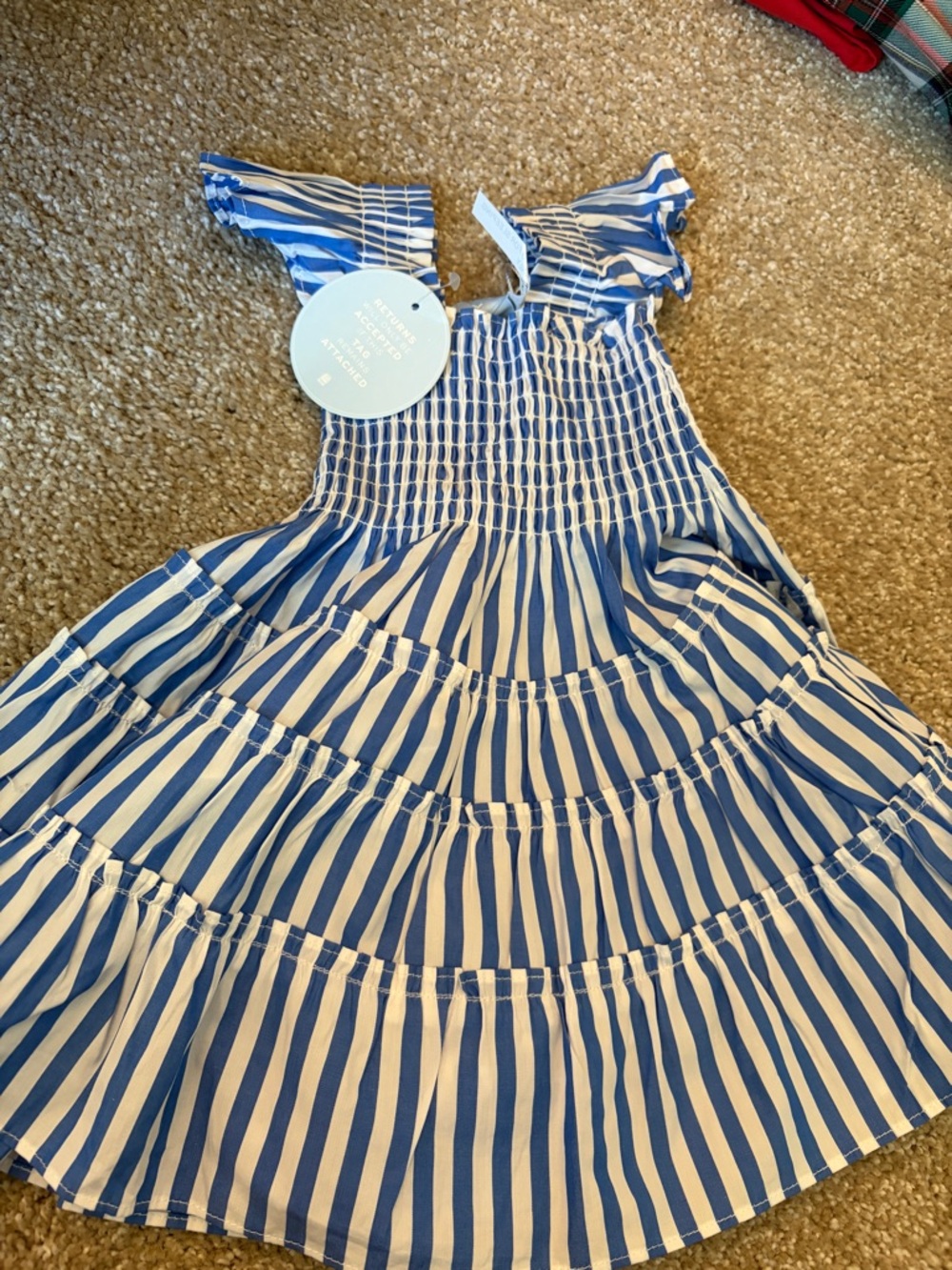Hill House Kids Blue and White Striped Casual Dress
